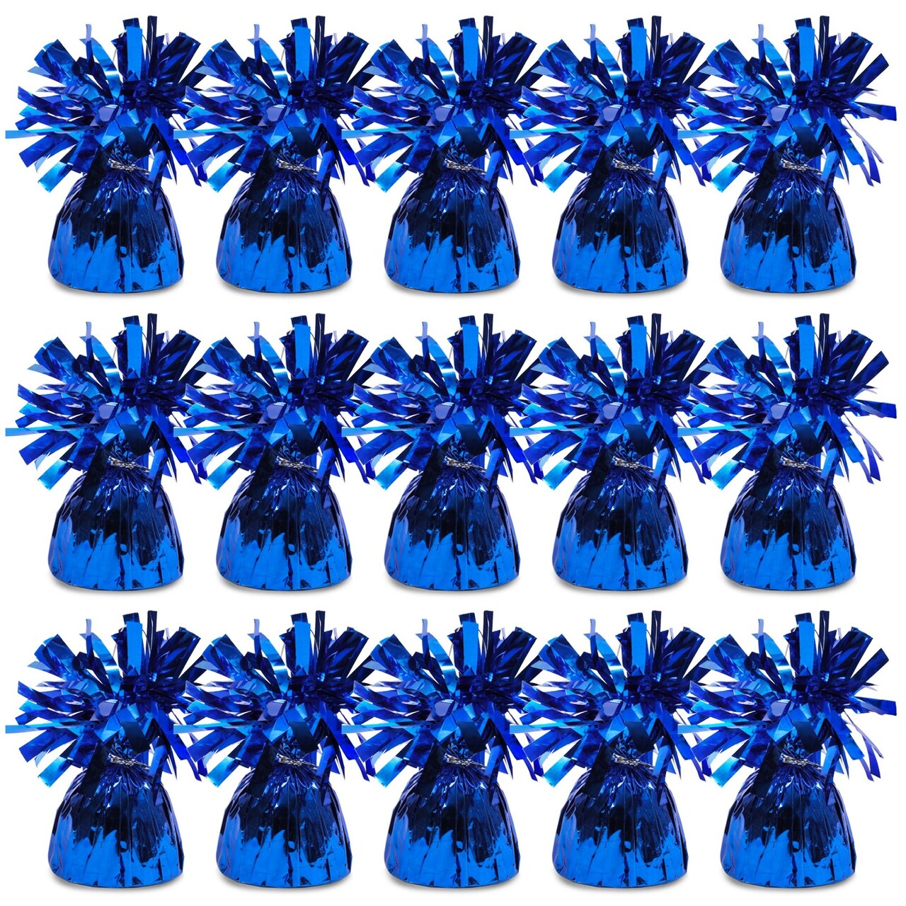 BLUE PANDA Blue Balloon Weights - 4.5 In H x 2.5 In Dia, 6 Oz, Metallic Foil, Pack of 15 - Table Weights